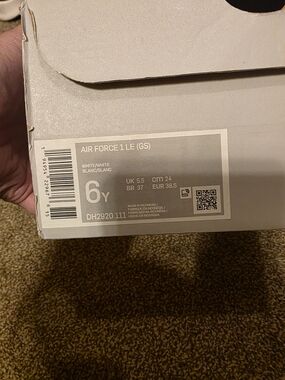 Nike Air Force 1 LE (GS) White/White Kids Box Label - Size 6Y